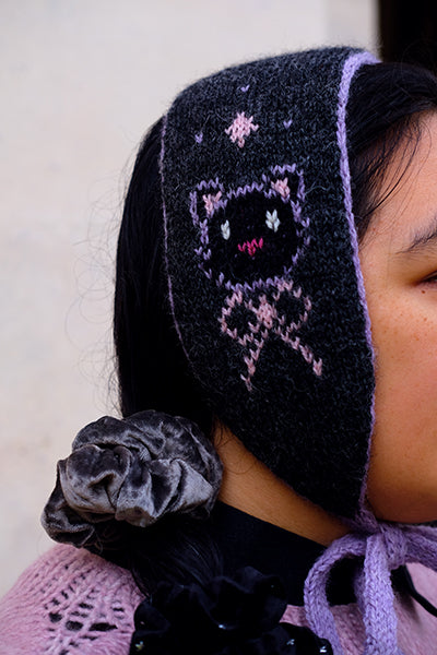 Black Kitty Band Bonnet