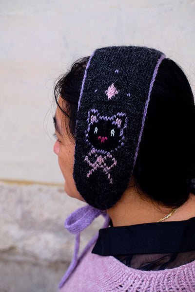 Black Kitty Band Bonnet