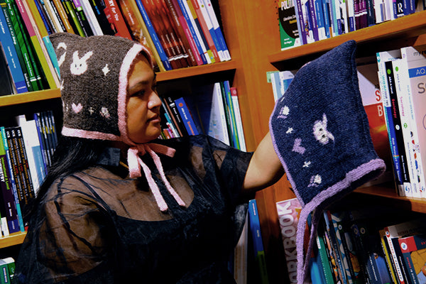 Bunny & Ribbon Rectangle Bonnet Hood (Sample)