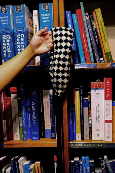 Black and White Small Diamond Check Band Bonnet - Made to Order